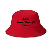 Whhzhao Custom Bucket Hat Personalized Text & Photo & Logo Fisherman Cap for Men Women Red