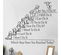 Which Step Have You Reached Today Motivation Quote Wall Decal Team Building Quotes School Class Rooms Wall Stickers Office 56X42CM