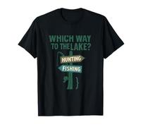 Which Way to The Lake Signpost Fishing Pole Design T-Shirt