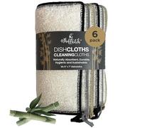 Whiffkitch Bamboo Fiber Dishcloths & Cleaning Cloths - Reusable, Quick Drying, Hygienic, Durable Kitchen Dishcloths, Essential for Washing Dishes, Absorbent, Scrub-Non-Scratch, 6 Pack - Neutral
