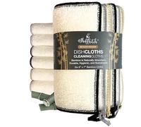Whiffkitch Bamboo Fiber Dishcloths & Cleaning Cloths - Reusable, Quick Drying, Hygienic, Durable Kitchen Dishcloths, Essential for Washing Dishes, Absorbent, Scrub-Non-Scratch, 6 Pack - Neutral