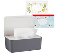 Whiidoom Diaper Wipes Dispenser Wipes Holder, Wipes Tissue Case Keeps Wipes Fresh Tissue Wipes Container with Lid (Grey)