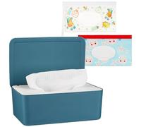 Whiidoom Diaper Wipes Dispenser Wipes Holder, Wipes Tissue Case Keeps Wipes Fresh Tissue Wipes Container with Lid (Blue)