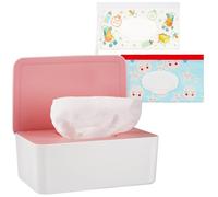 Whiidoom Diaper Wipes Dispenser Wipes Holder, Wipes Tissue Case Keeps Wipes Fresh Tissue Wipes Container with Lid (Pink)