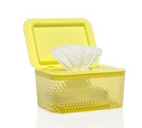 Whiidoom Wipes Dispenser, One-Handed Operation Wipe Holder for Baby & Adult, Seal-Designed Wipes Container for Bathroom Keep Diaper Wipes Fresh (Yellow)