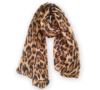 Whilsa Women's Large Leopard Print Scarf - Soft Lightweight Oversized Animal Print Shawl & Sarong - Year-Round Fashion Accessory - 180cm x 90cm (Brown)