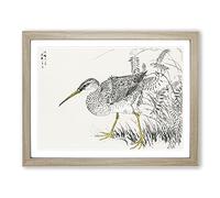 Whimbrel Bird & Wisteria Vine By Numata Kashu Asian Japanese Framed Print | A4 Oak Framed Wall Art | Ready to Hang | Asian Floral Picture | Living Room Bedroom Lounge Office