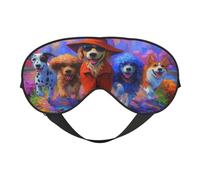 Whimsical 5 Dogs Walking Cheerfully in Park Sleep Mask Eye Mask with Adjustable Strap, Eye Sleep Shade Cover Blocks Light for Women Men Airplane Travel Nap Meditation