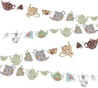 Whimsical 8FT Tea Party Bunting Banner for Mad Hatter, Alice in Wonderland Theme Decorations - Colorful Waterproof Polyester Flags for Birthday, Baby Shower, Wedding & Garden Party Decor