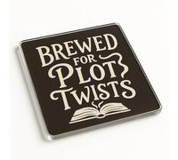 Whimsical Acrylic Coaster Gift for Book Lovers - Unique Plot Twist Illustration for Birthday or Christmas, Novelty Drinkware Present