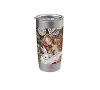 Whimsical Alice WhiteRabbit Artistic Classical Graphic Stainless Steel Insulated Tumbler