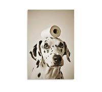 Whimsical Black And White Dalmatian Wall Art, Cute Pet Canvas Prints Hanging Paintings Poster, Minimalist Dog Art Decor Perfect for Bathroom Bedroom Living Room 20x30inch(50x75cm)