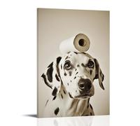 Whimsical Black And White Dalmatian Wall Art, Cute Pet Canvas Prints Hanging Paintings Poster, Minimalist Dog Art Decor Perfect for Bathroom Bedroom Living Room 24x36inch(60x90cm)