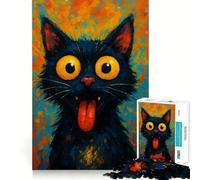 Whimsical Black Cat Portrait 1000 Piece Jigsaws Creative Skill Toy Tight Lock No Loose Pieces Bonding Activity for Loved Ones (50x75cm)