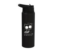 Whimsical Black Cat Scribble Sketch Funny Doodle Cat Drawing Stainless Steel Insulated Water Bottle
