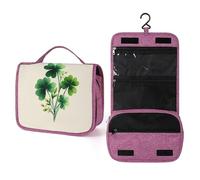 Whimsical Bouquet of Green 4 Leaf Clovers Travel Toiletry Bag for Women,Hanging Makeup Organizer with Hook for Shampoo