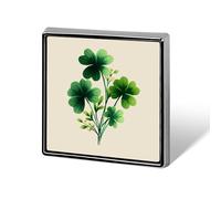 Whimsical Bouquet of Green 4 Leaf Clovers Unisex Brooches & Pins Square Lightweight Lapel Badge Jewelry for Clothing Shawl Hat