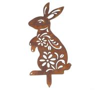 Whimsical Bunny Garden Ornament Iron Sculpture for Outdoor Use, Perfect for Seasonal Celebrations (C)