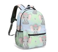 Whimsical Cartoon Elephant All Over Print 16 Inch Backpack Dreamy Rainbow Stars Moon Night Sky Artistic Travel Daypack Gift (05)