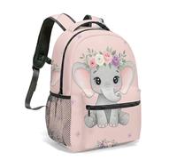 Whimsical Cartoon Elephant All Over Print 16 Inch Backpack Dreamy Rainbow Stars Moon Night Sky Artistic Travel Daypack Gift (04)