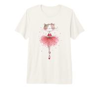Whimsical Cat Ballerina Watercolor Dance Kitty Premium T-Shirt