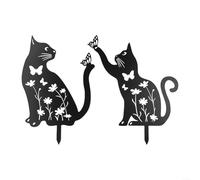 Whimsical Cat Garden Decoration 2PCS Metal Art for Your Outdoor Paradise (2PCS cats)