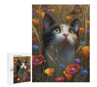 Whimsical Cat in Flowers Puzzle 1000 Teile Schwer Puzzle Spielzeug Lernspiel Impossible Herausforderungsspielzeug Für Erwachsene Kinder 500 PCS