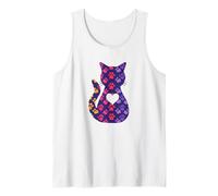 Whimsical Cat Lover Silhouette Paw Prints for Women Girls Tank Top