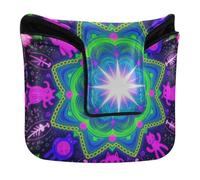 Whimsical Cat Mandala Doodle Golf Putter Cover Mallet Magnetic Closure Putter Headcovers for Men and Women PU Leather