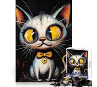 Whimsical Cat Portrait 1000 Adult Pieces Jigsaw Puzzle Logic Practice Casual Enjoyment Clean Edges Perfect Xmas (38x52cm)
