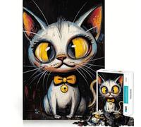Whimsical Cat Portrait 1000 Piece Puzzle For Adults Mind Skill Play Laser Cut for Flawless Fit Rewarding Activity for Rainy Days (38x52cm)