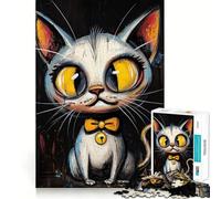 Whimsical Cat Portrait Jigsaw Puzzles 1000 Mental Focus Game Precision Cut Smooth Edges Meaningful Connection Building Game (50x75cm)