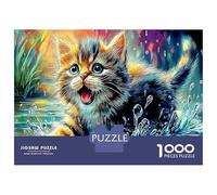 Whimsical Cat View 1000Pieces JigsawPuzzleKitten Cosmic Water KidsforAdult Colourful Brainteasing Age12+byth ThemeFlowersandBirds Uncover The Puzzle 52x38cm/1000pcs