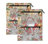 Whimsical Christmas Beige Office Pencil Case Pouch with Zipper