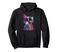 Whimsical Christmas Cat Patchwork Magic Pullover Hoodie