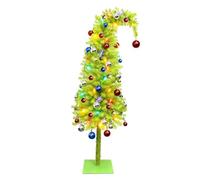 Whimsical Christmas Tree, Pre-Lit Crooked Neck Christmas Tree, Artificial Green Xmas Tree for Home Office Party Decor (3FT)