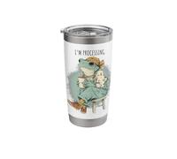 Whimsical Coffee Frog Illustration Im Processing Calm Cozy Stainless Steel Insulated Tumbler