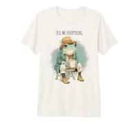 Whimsical Coffee Frog Illustration Tell Me Everything Premium T-Shirt