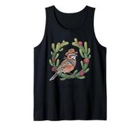 Whimsical Colorado Lark Bunting Bird And Claret Cup Cactus Tank Top