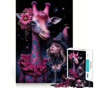Whimsical Companions︰ Giraffe And Good Witch 1000 Piece Adult Puzzles Logic Puzzle Play Precision Cut Smooth Edges for Family Gatherings (38x26cm)