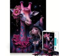 Whimsical Companions︰ Giraffe And Good Witch Jigsaw Puzzles1000 Pieces Recall Skill Fun Professional Grade Cutting Thoughtful Gift for Mind Activity (50x75cm)