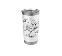 Whimsical Cosmic Flamingo Exploring Outer Space Planets Stainless Steel Insulated Tumbler