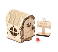 Whimsical Cottage Figurine - Shelf Accent for Display Styling | Natural Timber with Miniature, Structure Adds Charm, Texture Detail Interior Arrangement for Window Door Roof Painting Finish