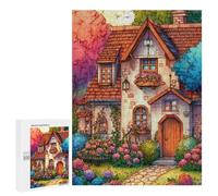 Whimsical Cottage Garden Scene Puzzle 1000 Teile Schwer Puzzle Spielzeug Lernspiel Impossible Herausforderungsspielzeug Für Erwachsene Kinder 500 PCS