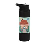 Whimsical Cottage in The Woods with Bird and Rabbit Stainless Steel Insulated Water Bottle