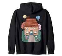 Whimsical Cottage In The Woods With Bird and Rabbit Zip Hoodie