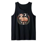 Whimsical cottagecore Capybara Relaxing by a Wild Mushroom Tank Top