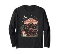 Whimsical Country Cow Resting by a Beautiful red Fungus Long Sleeve T-Shirt
