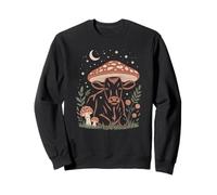 Whimsical country cow resting by a beautiful red fungus Sweatshirt