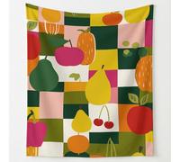 Whimsical Countryside Print Blanket Throws Geometric Check Fresh Fruit Throw Blankets Soft Cozy Fleece Plush Warm Flannel Bedding Blanket for Kids Adults Couch Travel 150 x 180 cm Multicolour